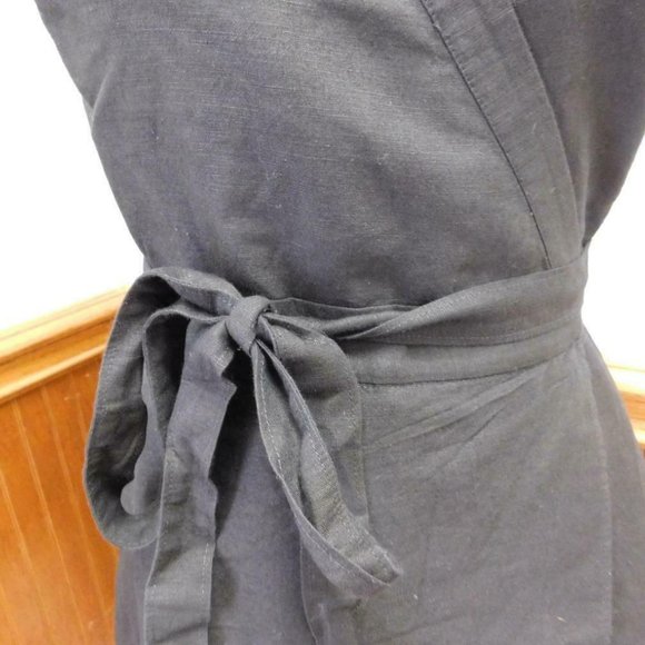 J.Crew linen wrap dress black J4732 - Picture 3 of 6